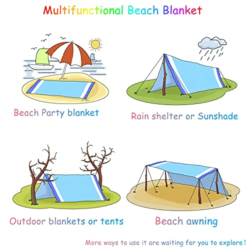 BYDOLL Beach Blanket Waterproof Sandproof 78''×81'' 1-5 Adults Oversized Lightweight Large Picnic Mat Waterproof Sandproof Blanket for Beach Camping Hiking Travel - Image 5