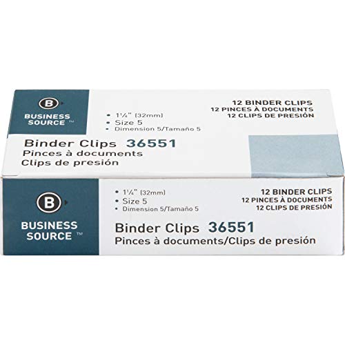 Business Source Medium Binder Clips, Fold-back, 0.63" Capacity, Steel, 12 Count - Image 2