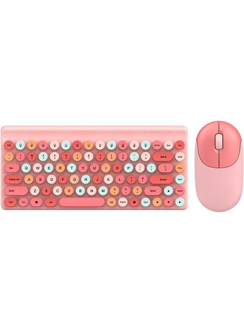 Wireless Keyboard and Mouse Combo W10 – Colorful Retro Keycap – Dual Language Arabic/English – Comfortable & Stylish - Image 1