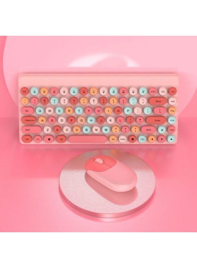 Wireless Keyboard and Mouse Combo W10 – Colorful Retro Keycap – Dual Language Arabic/English – Comfortable & Stylish - Image 2