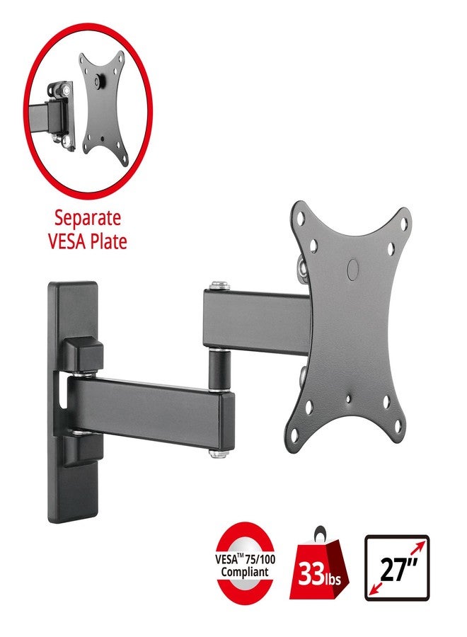 SIIG TV Monitor Wall Mount for Most 13" to 27" LCD Plasma Flat Screen Monitors up to 33lbs - VESA 75x75mm/ 100x100mm - Full Motion Articulating Adjustable Extension ARM - Image 2