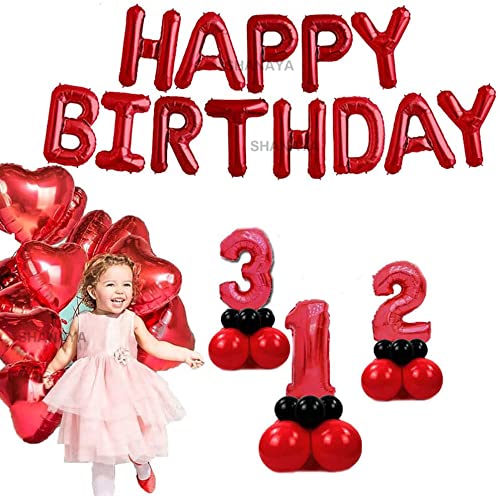 SHANAYA Happy Birthday Balloons Banner 13 Letters Metallic Foil Balloons Banner Balloon Decoration For Birthday Decorations Of Friends Girls Boys Husband Wife Mother Father (Red) - Image 4