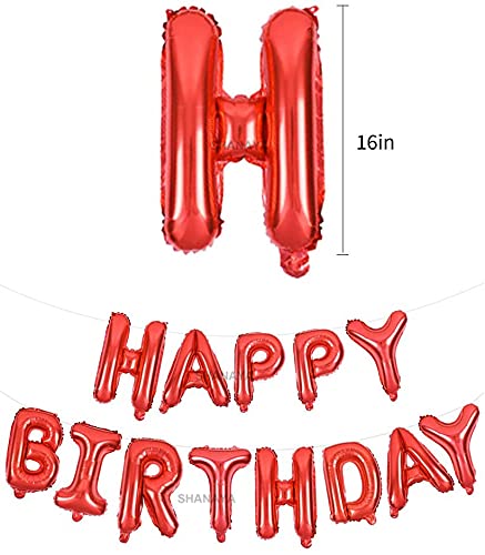 SHANAYA Happy Birthday Balloons Banner 13 Letters Metallic Foil Balloons Banner Balloon Decoration For Birthday Decorations Of Friends Girls Boys Husband Wife Mother Father (Red) - Image 2