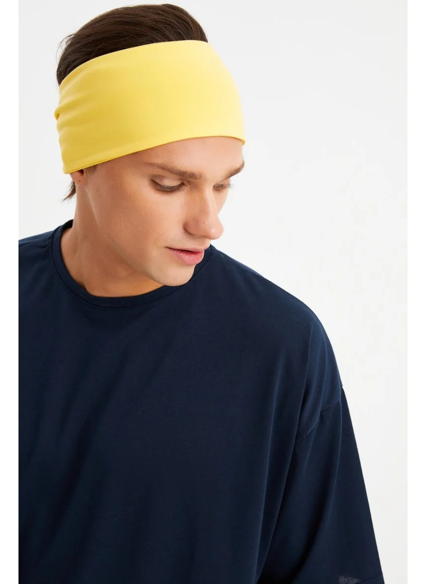 Butikgiz Yellow Men's Cotton Combed Comb, Non-Slip, Ultra Light, Sport Wide Headband Bandana Buff