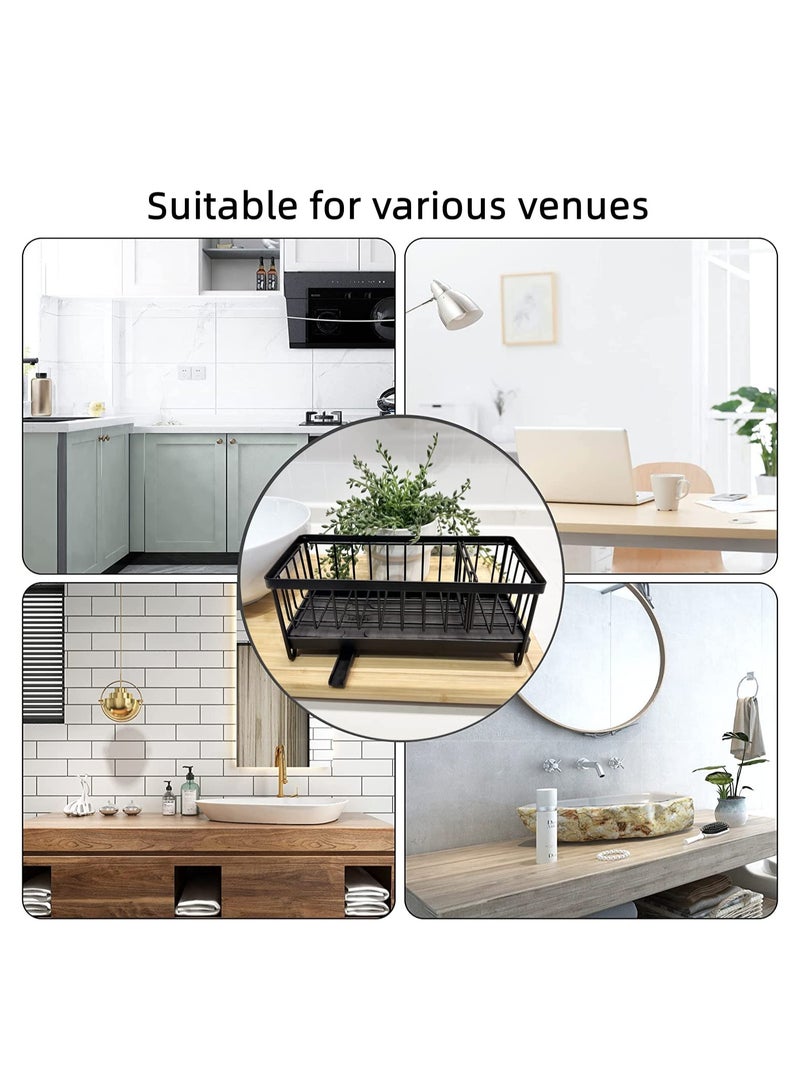 SYOSI منظم حوض غسيل مصنوع من الفولاذ المقاوم للصدأ 304، حامل إسفنجة على الطاولة، تخزين إسفنجة حوض المطبخ، منظم حوض مقاوم للصدأ مع صينية تصريف قابلة للإزالة وتصريف موجه - Image 3