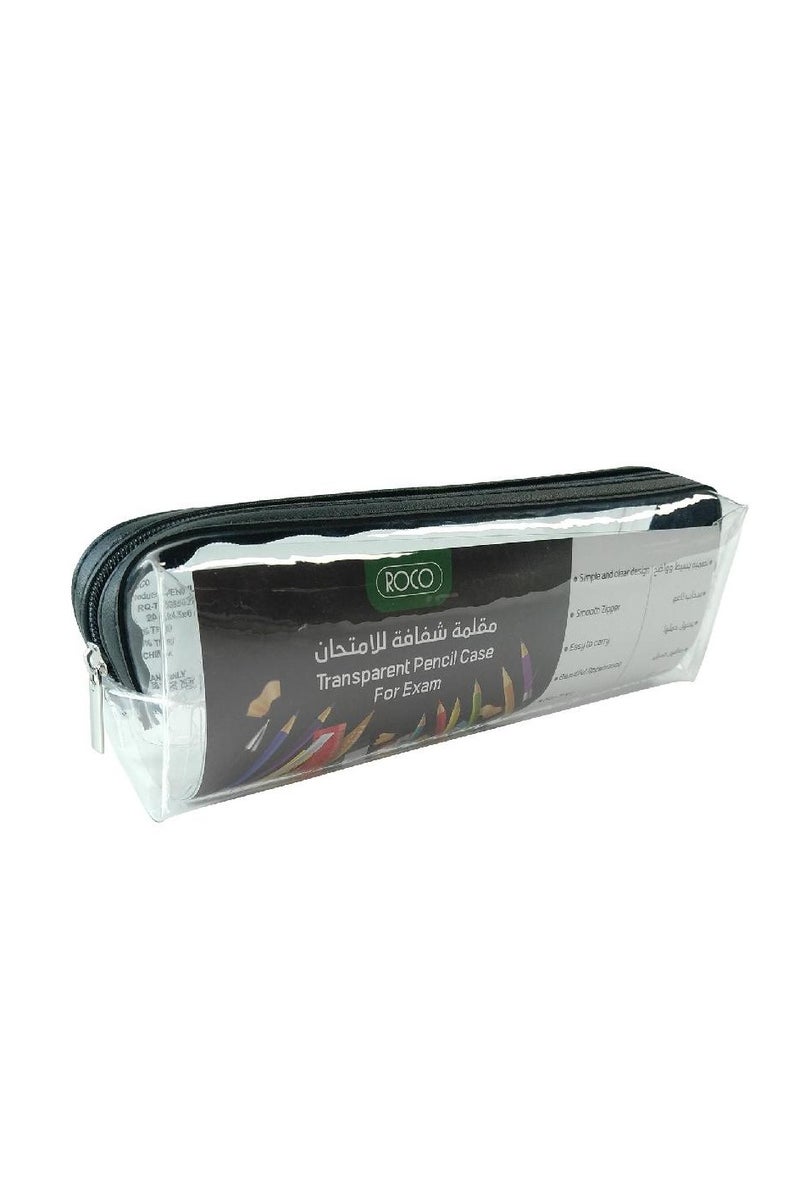 روكو حافظة أقلام رصاص ناعمة شفافة مستديرة باللون الأسود
