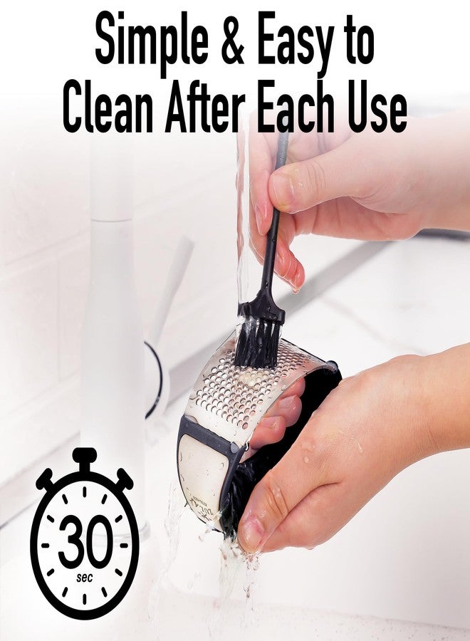 Zulay Kitchen Zulay Stainless Steel Garlic Press Rocker Set - Premium Garlic Mincer Garlic Crusher - New Innovative Garlic Crusher with Peeler and Scraper - Comfortable Grip (DeepBlack) - Image 5