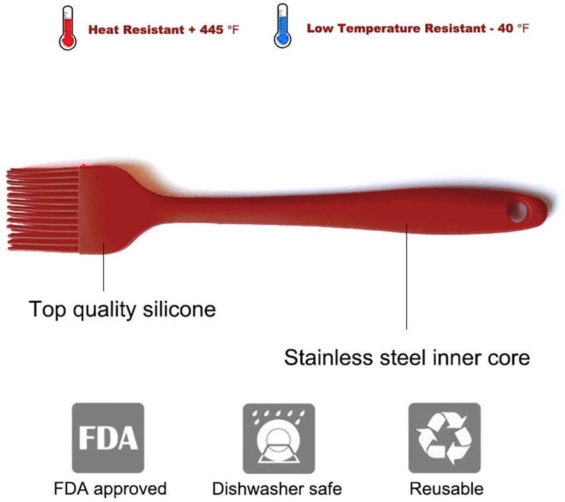 P-Plus International Silicone Non-Stick Heat Resistant Kitchen Utensil| Spatula Big 27cm+Silicone Basting Brush 21cm|Pack of 2 RED - Image 4