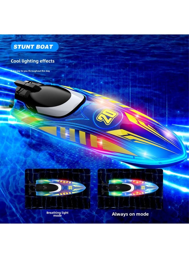 RC Remote Control Boat Visual Light Stunt Roll Double Side Driving Toy Accessories Motor Waterproof Remote Control Ship Toy-Specifications:Green With One Battery (30 Minutes Of Battery Life)  - Image 3