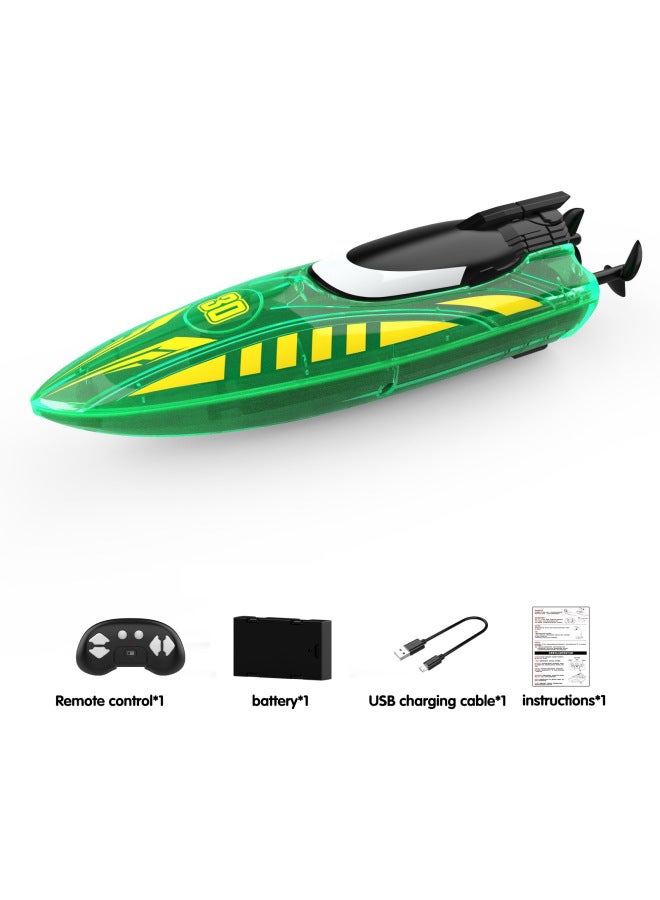 RC Remote Control Boat Visual Light Stunt Roll Double Side Driving Toy Accessories Motor Waterproof Remote Control Ship Toy-Specifications:Green With One Battery (30 Minutes Of Battery Life)  - Image 1