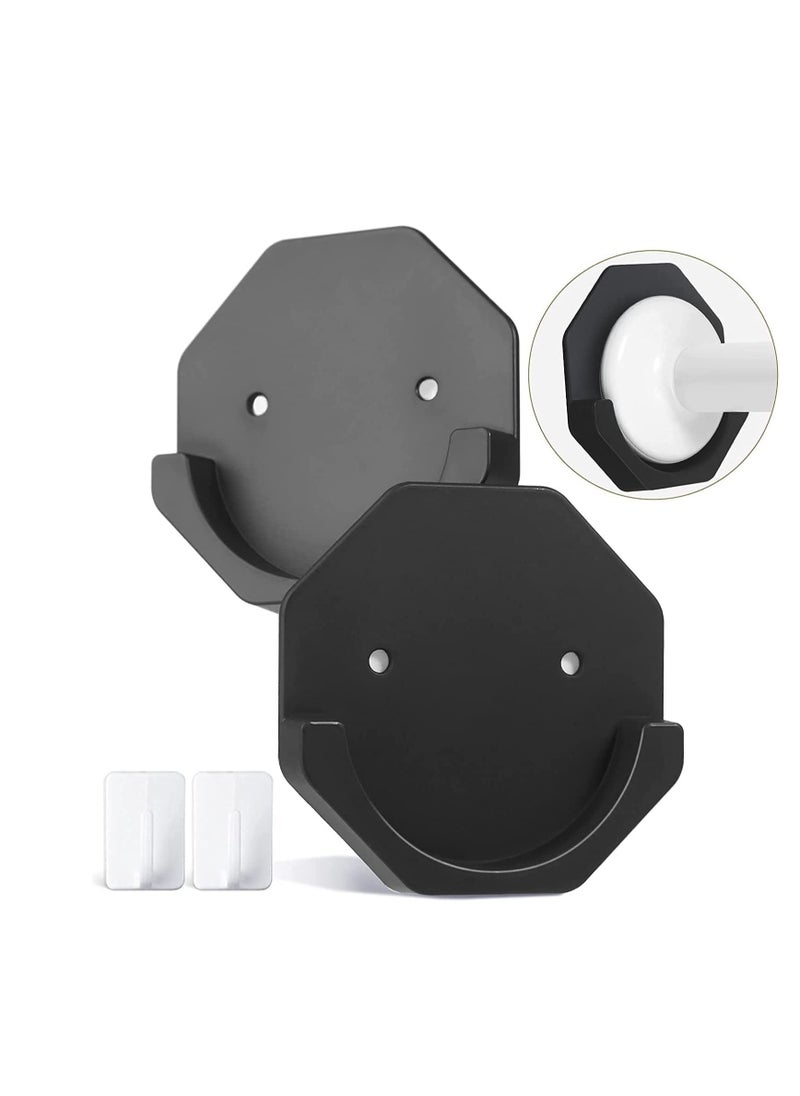 Generic Shower Curtain Rod Holder 2PCS Adhesive Shower Rod Wall Mount Holder for Wall Bathroom No Drilling Stick On Black Easy to Install and Persistent Viscous Shower Curtain Rod Not Included  - Image 1
