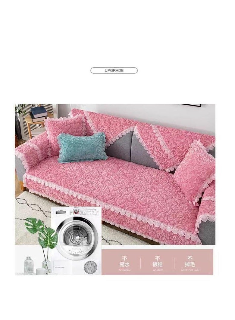 بيج الدافئة SofaTopper سميكة أفخم أريكة منشفة عدم الانزلاق أريكة قطيفة غطاء الاقسام L-شكل غطاء أريكة 210*90 سنتيمتر - Image 2