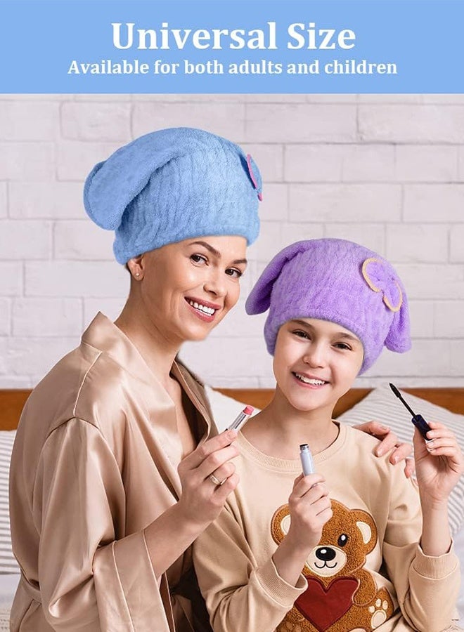 3 Pack Ultra Absorbent Microfiber Hair Drying Turban Towel, Bowknot Design Fast Dry Hair Cap, Soft Bath Head Wrap for Women & Girls - Image 4