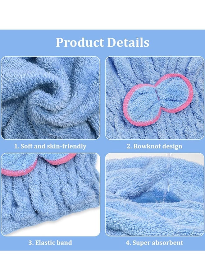 3 Pack Ultra Absorbent Microfiber Hair Drying Turban Towel, Bowknot Design Fast Dry Hair Cap, Soft Bath Head Wrap for Women & Girls - Image 2