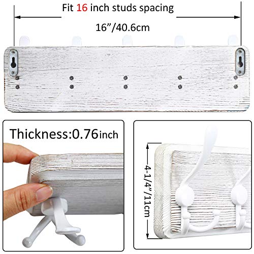 WEBI Coat Rack Wall Mount,5 Triple Hooks for Hanging Coats,16" Hole to Hole,Coat Hooks Wall Mounted,Coat Hanger Wall Hook Rack Rail for Clothes,Jacket,White - Image 2