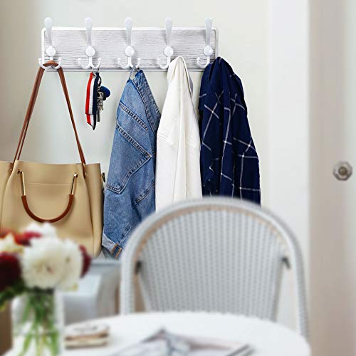 WEBI Coat Rack Wall Mount,5 Triple Hooks for Hanging Coats,16" Hole to Hole,Coat Hooks Wall Mounted,Coat Hanger Wall Hook Rack Rail for Clothes,Jacket,White - Image 3