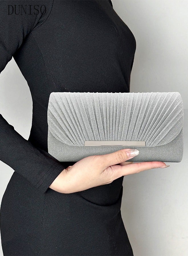 DUNISO Women Shiny Glitter Evening Clutch Crossbody Bag Envelope Handbag Chain Purse for Wedding Formal Cocktail Party - Image 2