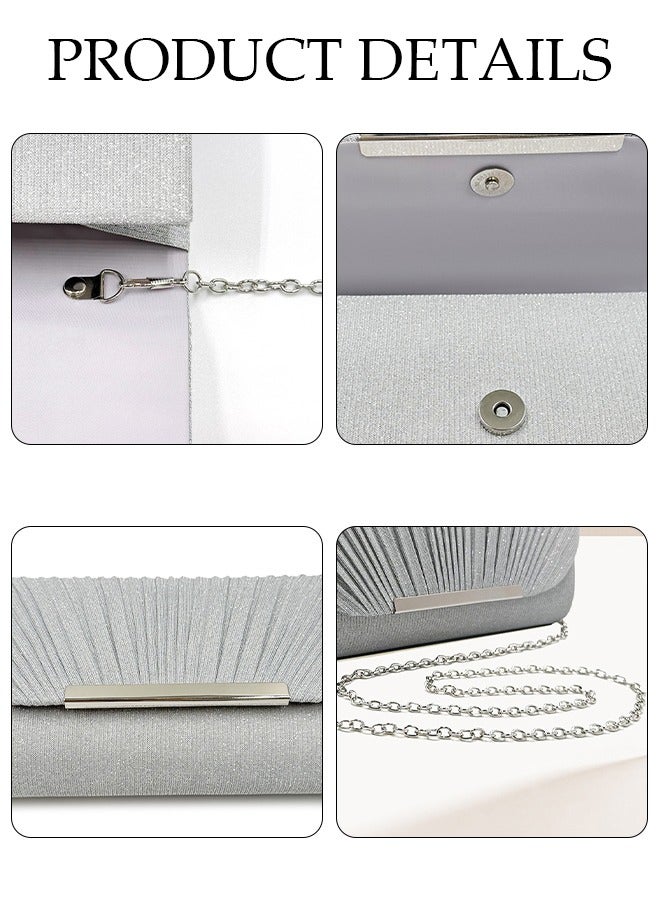 DUNISO Women Shiny Glitter Evening Clutch Crossbody Bag Envelope Handbag Chain Purse for Wedding Formal Cocktail Party - Image 3