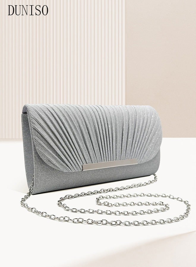 DUNISO Women Shiny Glitter Evening Clutch Crossbody Bag Envelope Handbag Chain Purse for Wedding Formal Cocktail Party - Image 5