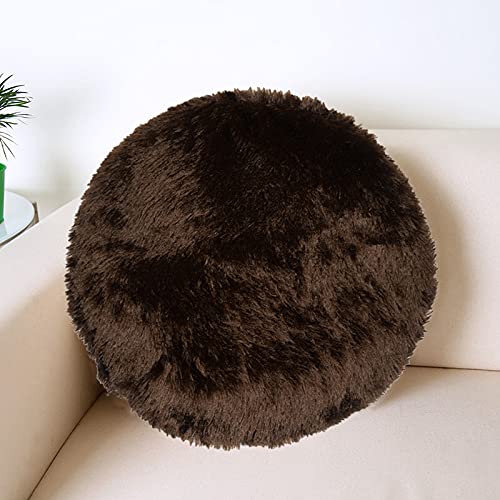 Wondershala Brown Fur Round cushion Pillow for chair pad or sofa cushion pillow bed decoration pillow car decoration pillow car decoration cushion or home decoration pillow - Image 1