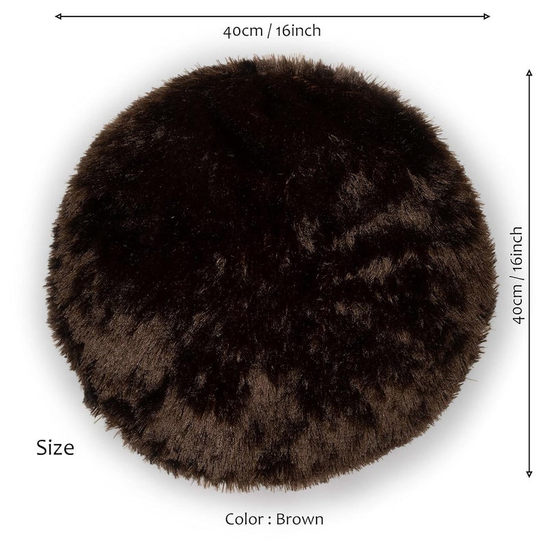 Wondershala Brown Fur Round cushion Pillow for chair pad or sofa cushion pillow bed decoration pillow car decoration pillow car decoration cushion or home decoration pillow - Image 2