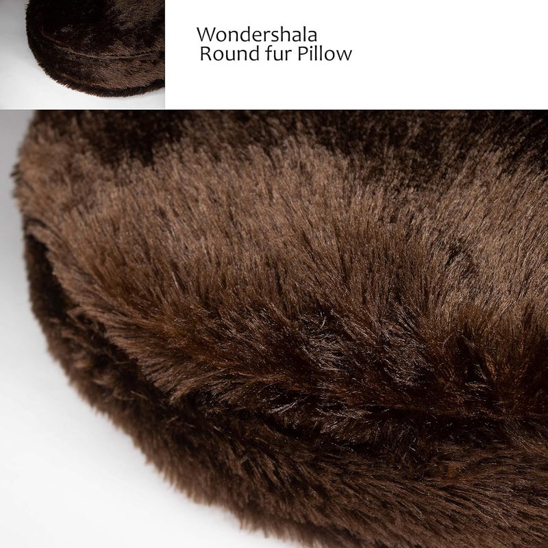 Wondershala Brown Fur Round cushion Pillow for chair pad or sofa cushion pillow bed decoration pillow car decoration pillow car decoration cushion or home decoration pillow - Image 3