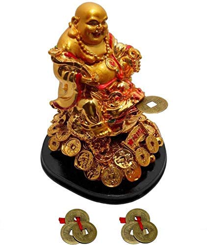 GJ Feng Shui Laughing Buddha with Money Frog On Bed of Wealth for Money, Success and Happpiness - Image 4