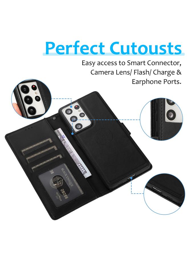 S-TOP Case For Samsung Galaxy S21 Ultra 5G Calf Texture 2 in 1 Detachable Magnetic Back Cover Horizontal Flip Leather Case with Holder & Card Slots & Wallet & Photo Frame - Image 4