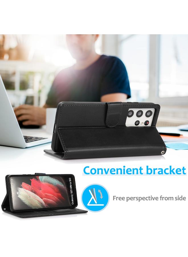 S-TOP Case For Samsung Galaxy S21 Ultra 5G Calf Texture 2 in 1 Detachable Magnetic Back Cover Horizontal Flip Leather Case with Holder & Card Slots & Wallet & Photo Frame - Image 5