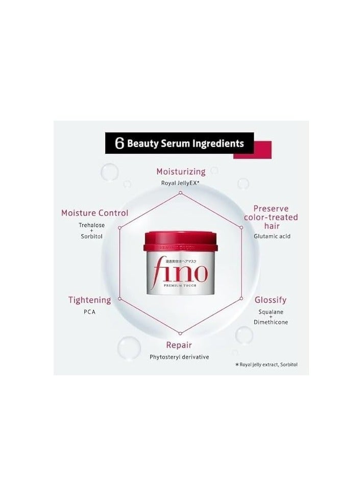 Shiseido Fino Premium Touch Hair Mask 230g – Original Japanese Deep Repair & Moisturizing Treatment for Dry, Damaged, Frizzy & Colored Hair - Image 3