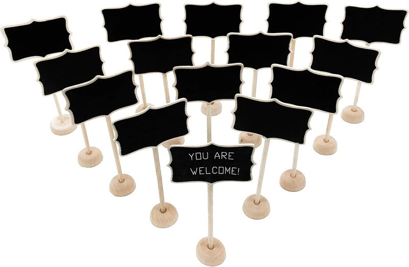 DSTELIN 15 Pack 236 x 335inches Wood Mini Chalkboard Signs with Support Easels Place Cards Small Rectangle Chalkboards for Weddings Birthday Parties and Special Event Decorations  - Image 1