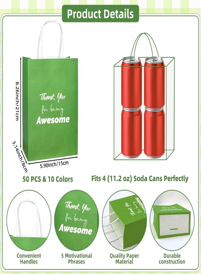 Tarevaniwa 100 Pcs Christmas Employee Appreciation Gift Bags Bulk - Include 50 Paper Bags with Handles and 50 Tissue Paper, Thank You Gifts for Offices Coworkers, Staff, Team, Volunteers, Thanksgiving（Coloful） - Image 2