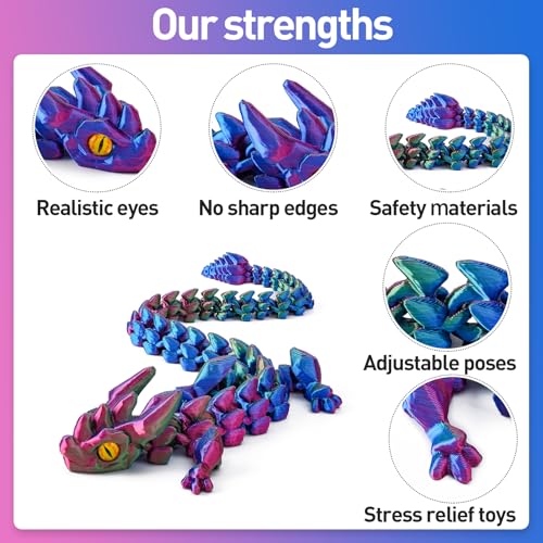 SYEFKJSA 3D Printed Dragon Eggs with Dragon Inside 12InchArticulated Fidget 3D Printed Animals Interesting Decorative Gift Easter Basket Essentials Stuffers Red Green Blue - Image 5