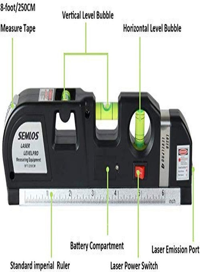 Semlos Multipurpose Laser Level, Spirit Levels, Measuring Tape, Standard and Metric Tape Ruler (8ft/250cm) - Image 5