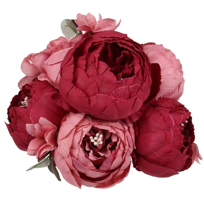 SILK PEONY BOUQUET VINTAGE ARTIFICIAL PEONIES FLOWER FOR HOME WEDDING PARTY DECOR 1PCS BURGUNDY