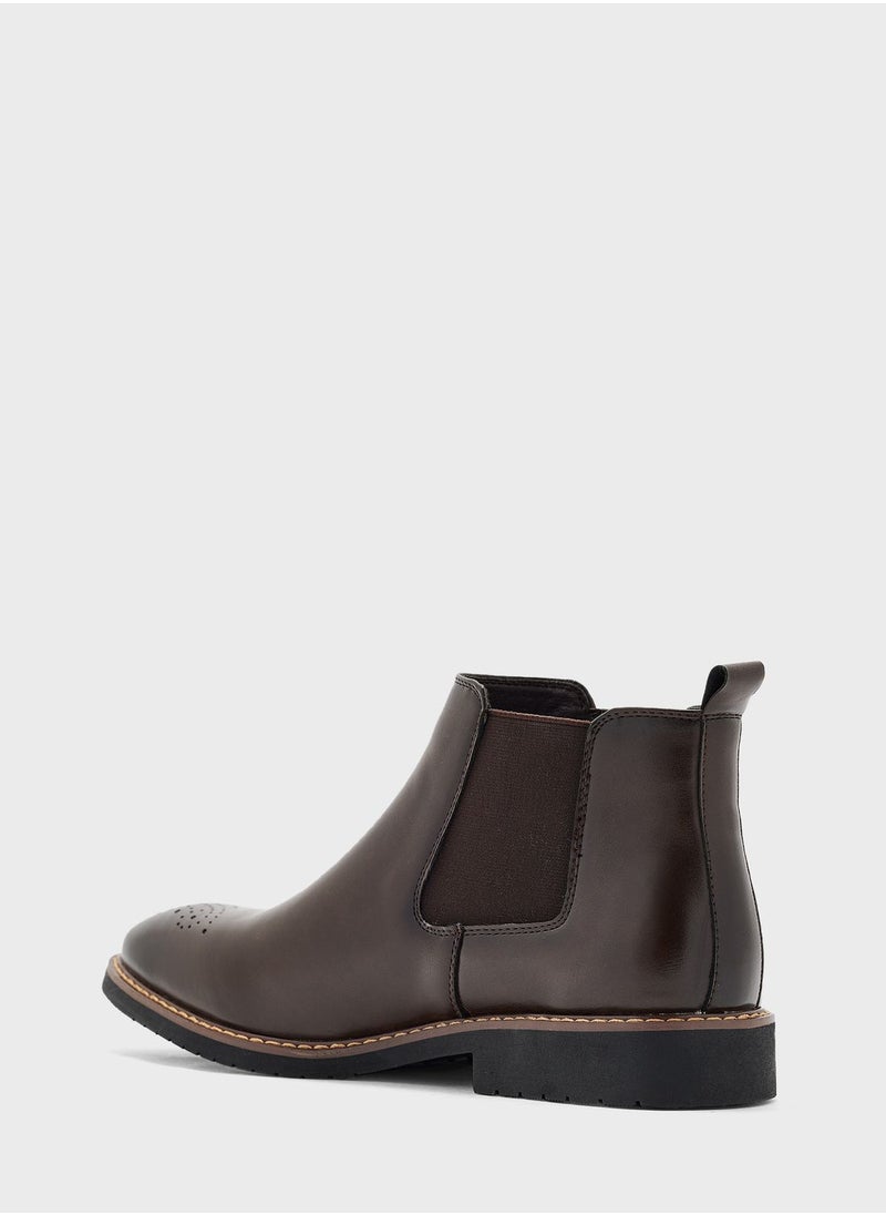 Robert Wood - Formal Brogue Chelsea Boots - Image 1