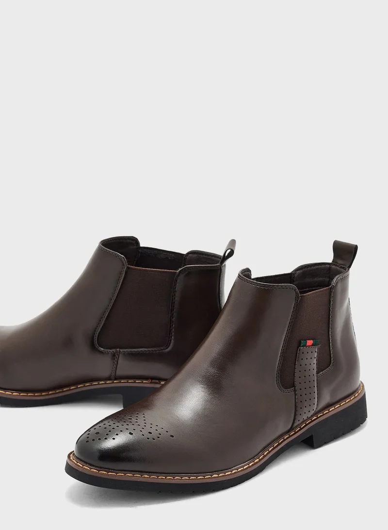 Robert Wood Formal Brogue Chelsea Boots