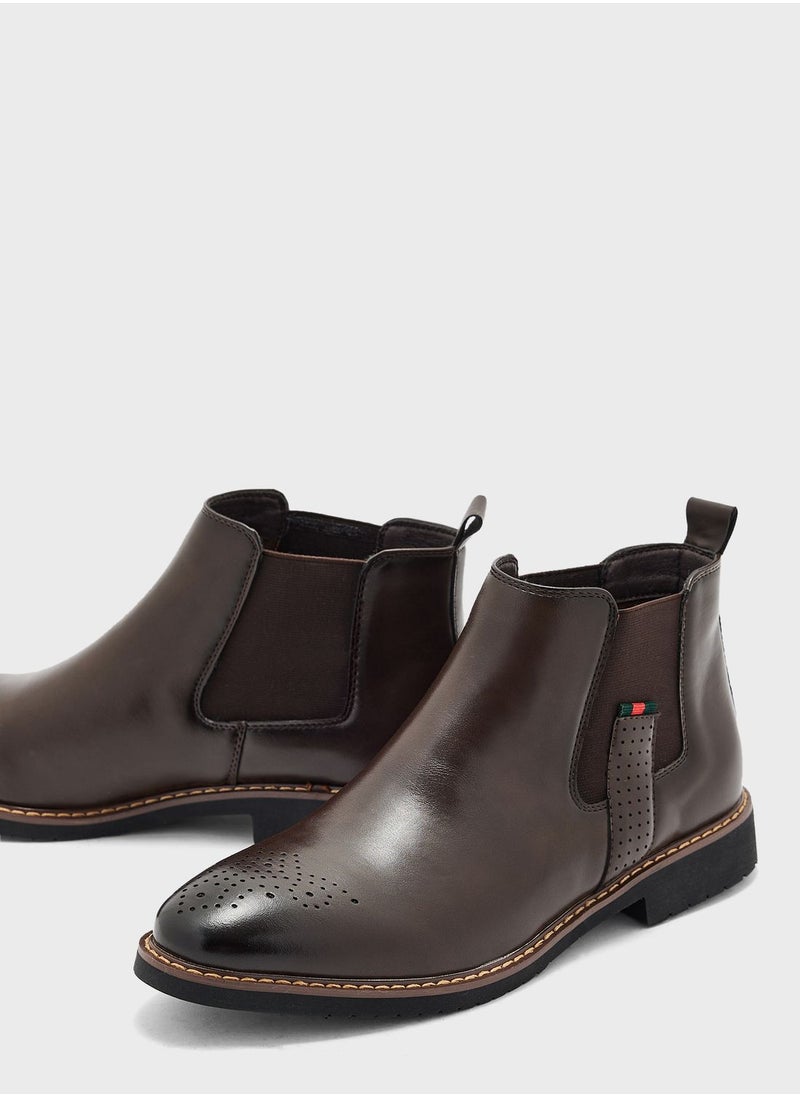 Robert Wood - Formal Brogue Chelsea Boots - Image 1
