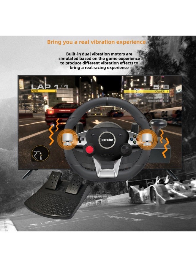 Direct 270 Degree Steering Programmable Buttons Compatible With Multi-platform Racing Driving Simulation Game Steering Wheel-Product Color:Black  - Image 2
