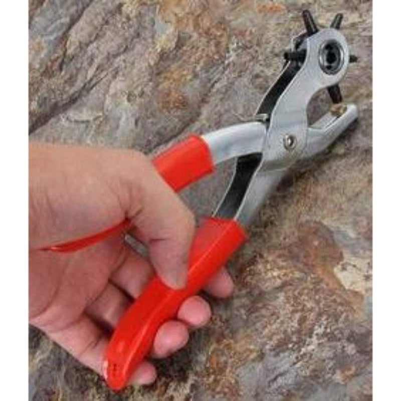 Kalitus Revolving Leather Belt Hole Punch Piler with Multi Tool Machine 22 X 15 X 25 cm Red Silver - Image 2