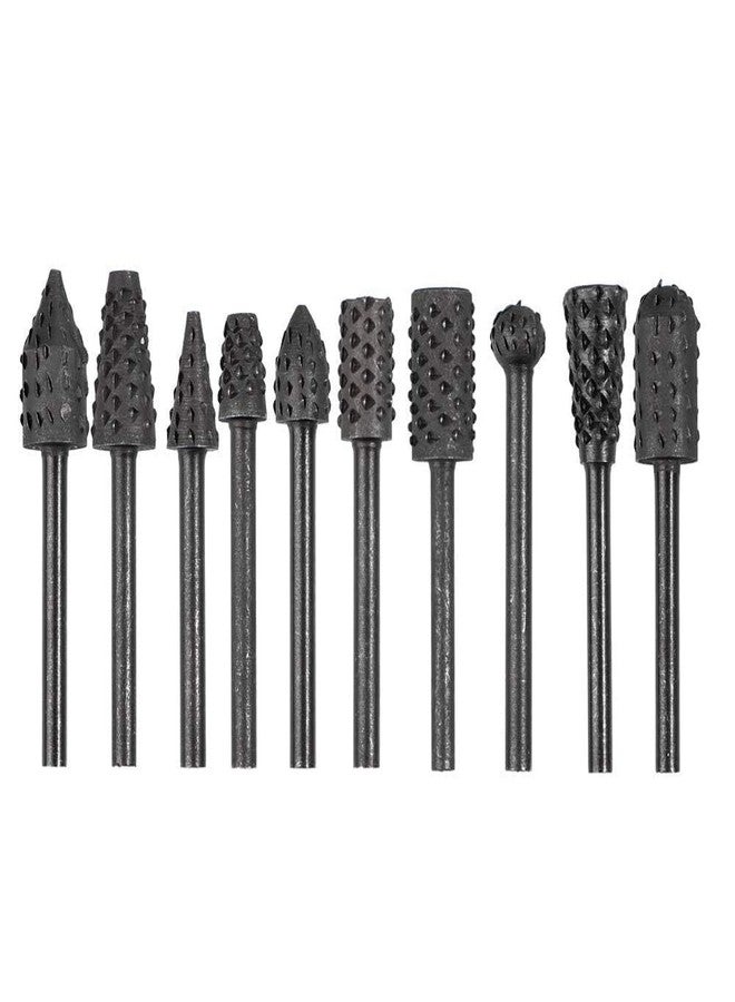ILIKA 1/8''(3mm) Shank Rotary Burr Rasp Set Carbon Steel Wood Carving File Rasp Drill Bits Fit Dremel Rotary Tools for DIY Woodworking Wood Plastic Carving Polishing Grinding Engraving, 10Pcs - Image 1