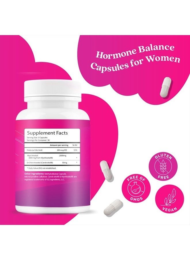 BeLive Myo-Inositol & D-Chiro Inositol Capsules - 90Ct I Inositol Supplement with Folic Acid for PCOS, Reproductive Health & Hormonal Balance, Fertility Supplements for Woman, Optimal 40:1 Ratio  - Image 2