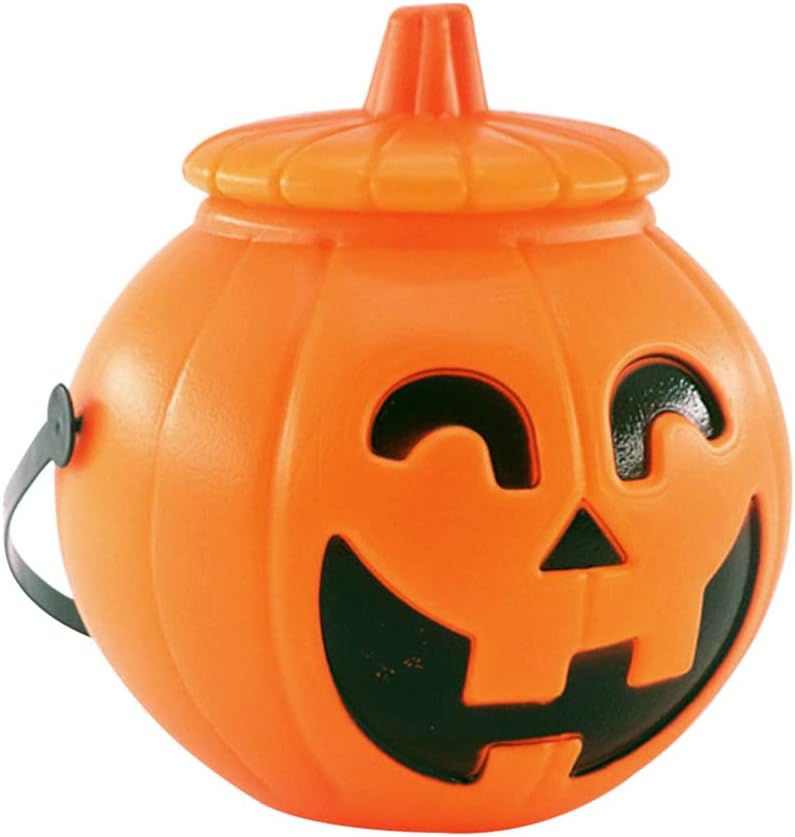 woobles 4Pcs Plastic Pumpkin Bucket Halloween Pumpkin Basket with Lids Trick or Treat Candy Holders for Kids Halloween Party Supplies - Image 5