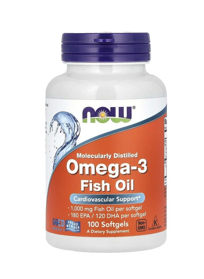 now Omega-3 Fish Oil 1,000 mg 180 EPA - 120 DHA 100 Softgels - Image 1