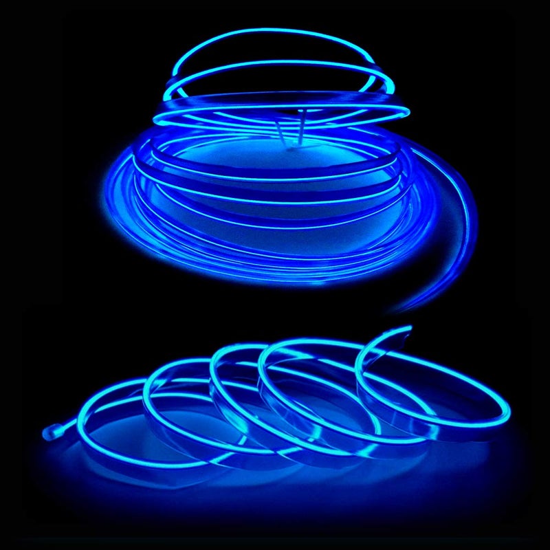 Maxlaxer El Wire Blue Interior Car LED Strip Lights, 2M Neon Wire USB 5V with Fuse Protection for Automotive Interior Decoration, with 6mm Sewing Edge - Image 3