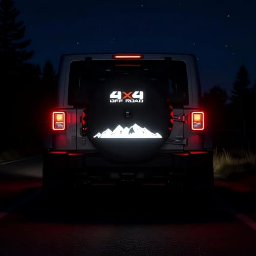 Aolowewin for Ford Bronco & Jeep Wrangler JL - Sport & Sahara, Rubicon Spare Tire Cover with Back-up Camera Hole, Bright Reflective Pattern, Highlight Reflection at Night (XL: 285/70R17, 255/70R18) - Image 1
