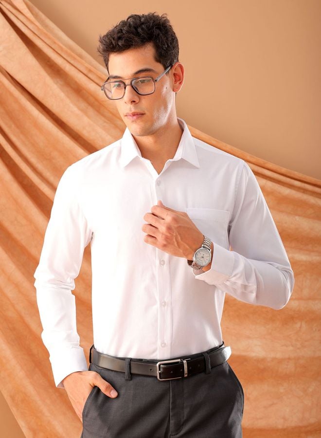 The Indian Garage Co Men Slim Fit Solid Full Sleeves Cutaway Collar Formal Shirt  - Image 1