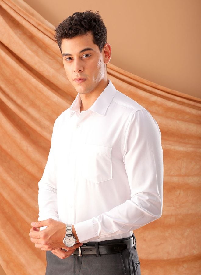The Indian Garage Co Men Slim Fit Solid Full Sleeves Cutaway Collar Formal Shirt  - Image 3