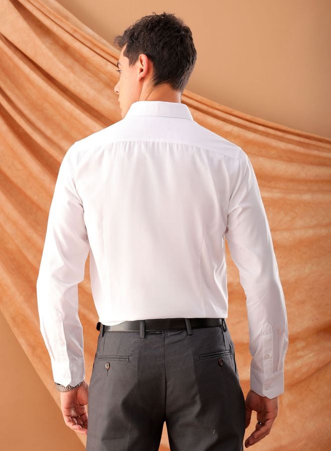 The Indian Garage Co Men Slim Fit Solid Full Sleeves Cutaway Collar Formal Shirt  - Image 2