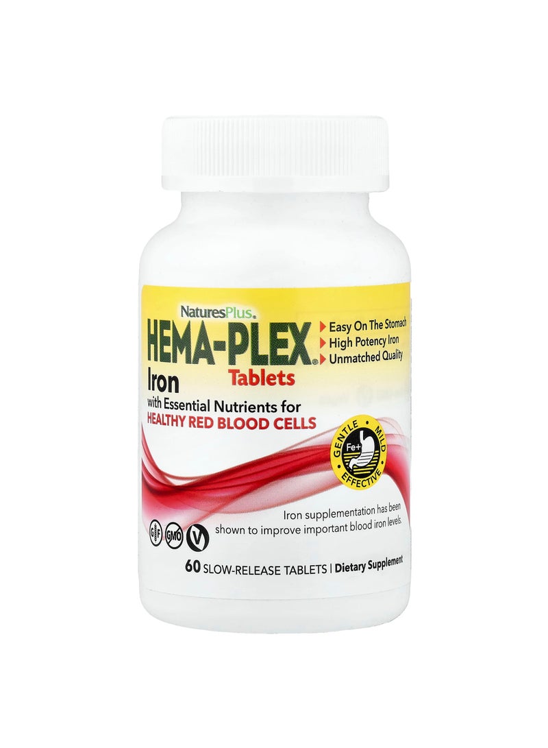 Hema-Plex, Iron with Essential Nutrients for Healthy Red Blood Cells , 60 Slow-Release Tablets